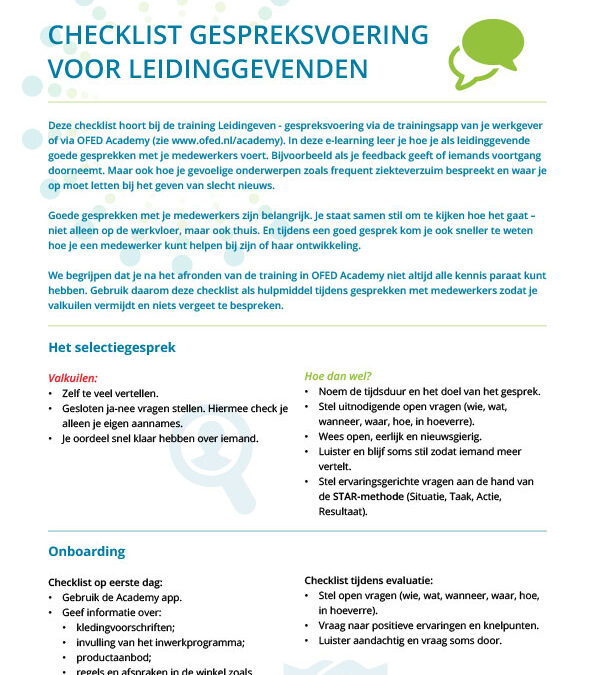 Checklist gespreksvoering